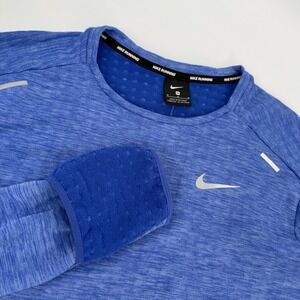 Men Nike Running Dri Fit Athletic Shirt Size Medium Blue Perforated Training LS